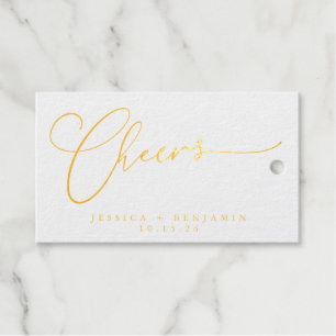Cheers Minimal Script Custom Wedding White Gold Geschenkanhänger