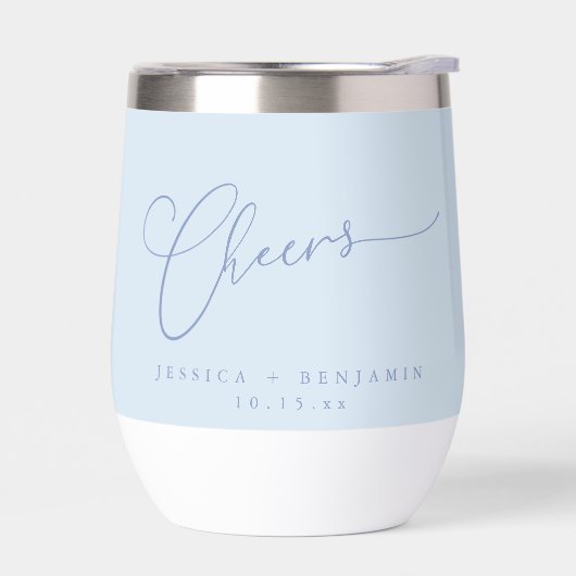 Cheers Minimal Soft Blue Script Custom Wedding   (Links)