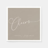 Cheers Minimal Taupe Brown Script Custom Wedding Serviette (Vorderseite)