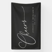 Cheers Minimalist Black Script Elegant Wedding  Banner (Vertikal)