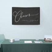 Cheers Minimalist Black Script Elegant Wedding  Banner (Messe)