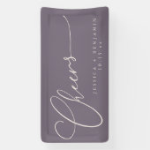 Cheers Minimalist Plum Script Elegant Wedding  Banner (Vertikal)