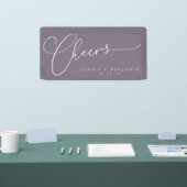 Cheers Minimalist Plum Script Elegant Wedding  Banner (Messe)