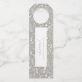 Cheers Minimalistisch Gray Holly Pattern Flaschenanhänger (Vorderseite)