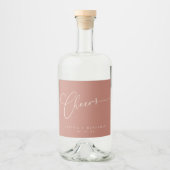 Cheers Minimalistisch Terracotta Script Custom Wed Alkoholflaschenetikett (Vorderseite)