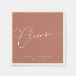 Cheers Minimalistisch Terracotta Script Custom Wed Serviette