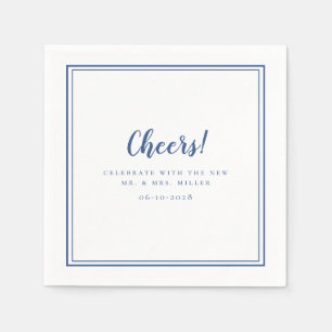 Cheers Minimalistisch Wedding Mr & Mrs Modern Blue Serviette