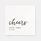 Cheers Minimalistische Moderne SkriptWedding Party Serviette (Vorderseite)