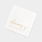 Cheers Modern Bride and Groom Wedding Gold Servietten Mit Folie (Links)