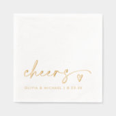 Cheers Modern Bride and Groom Wedding Gold Servietten Mit Folie (Vorderseite)