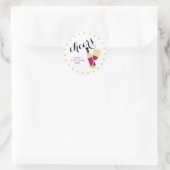 Cheers Modern Happy New Year Wine and Gold Dots Runder Aufkleber (Tasche)