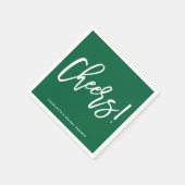 Cheers Moderne kalligraphische Grüne Hochzeit Serviette (Ecke)