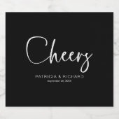 Cheers Moderne kalligraphische Hochzeit Schaumweinetikett (Einzelnes Label)