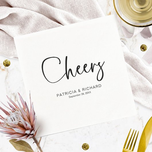 Cheers Moderne kalligraphische Hochzeit Serviette