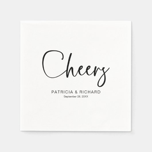 Cheers Moderne kalligraphische Hochzeit Serviette (Vorderseite)