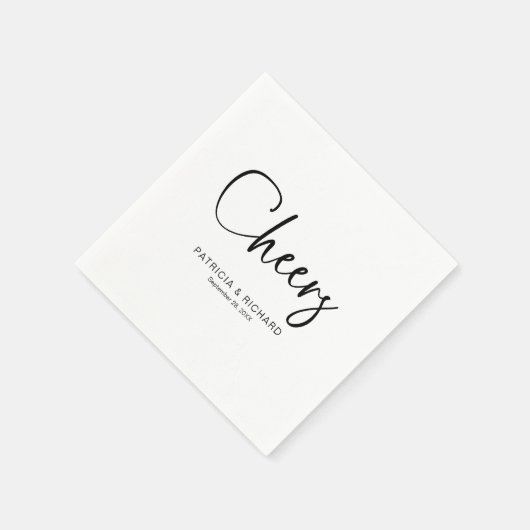 Cheers Moderne kalligraphische Hochzeit Serviette (Ecke)