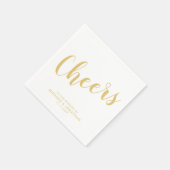 'Cheers' Moderne Script Gold Hochzeit Serviette (Ecke)