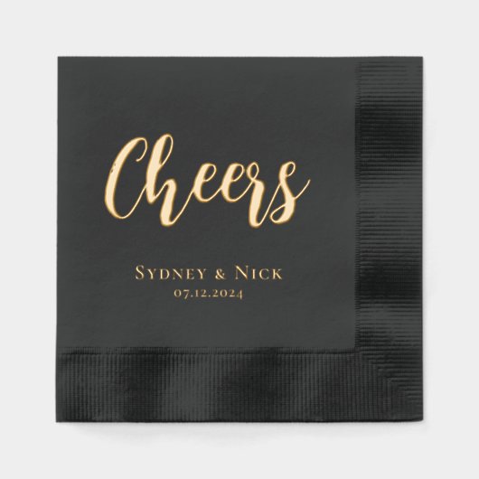 Cheers Moderner Minimal | Wedding Monogram Servietten Mit Folie (Vorderseite)