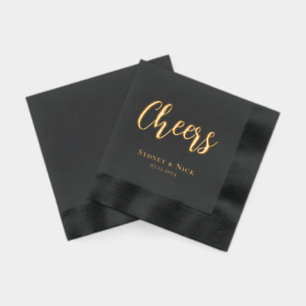 Cheers Moderner Minimal Wedding Monogram Servietten Mit Folie