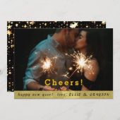 CHEERS Modernes Foto- und Goldgrenzenjahr Feiertagskarte (Vorne/Hinten)