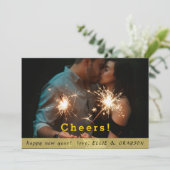 CHEERS Modernes Foto- und Goldgrenzenjahr Feiertagskarte (Stehend Vorderseite)