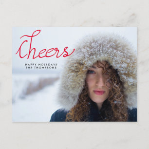 Cheers Modernes handgeschriebenes Red Script-Foto Postkarte