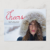 Cheers Modernes handgeschriebenes Red Script-Foto Postkarte (Vorderseite)
