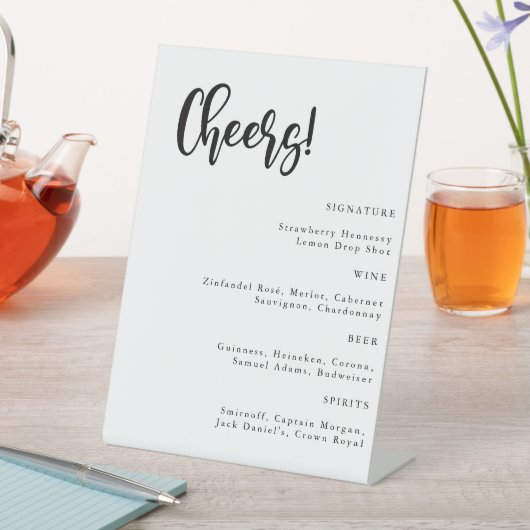 Cheers Modernes Minimalistisches einfaches Hochzei Sockelschild (In Situ)