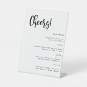 Cheers Modernes Minimalistisches einfaches Hochzei Sockelschild (Vorderseite)