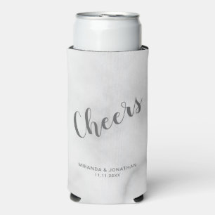 "Cheers" Modernes Skript Weißes Marmor Selters Dosenkühler