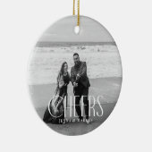 Cheers Modernes Weihnachts-Foto Minimal Design Keramik Ornament (Rechts)