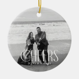 Cheers Modernes Weihnachts-Foto Minimal Design Keramik Ornament
