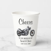 Cheers Motorcycle Wedding Date Danke Cool Pappbecher (Rückseite)