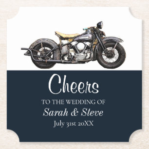 Cheers Motorrad Vintage Hochzeit Datum Brauerei Untersetzer