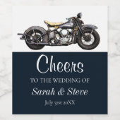 Cheers Motorrad Vintage Hochzeit Datum Brauerei Weinetikett (Einzelnes Label)