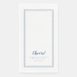 Cheers Mr & Mrs Blue White Modern Wedding Dinner Serviette