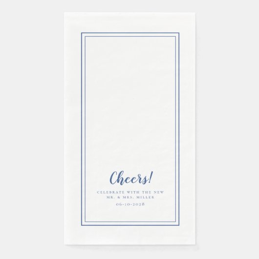 Cheers Mr & Mrs Blue White Modern Wedding Dinner Serviette (Vorderseite)