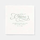 Cheers Mr & Mrs. Elegant Wedding Sage Green Serviette (Vorderseite)