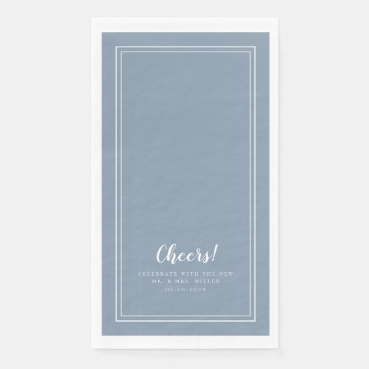 Cheers Mr & Mrs Modern Wedding Dusty Blue Dinner Serviette (Vorderseite)