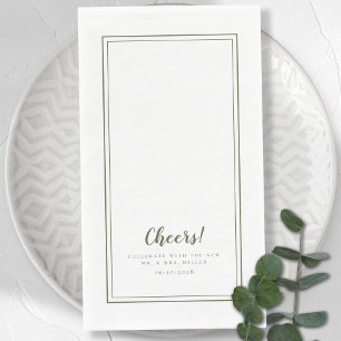 Cheers Mr & Mrs Olive Green Moderne Hochzeitsessen Serviette