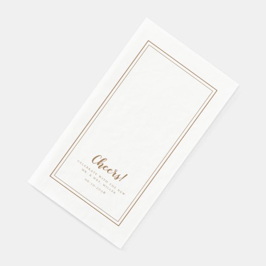 Cheers Mr & Mrs Rustic Brown Modern Wedding Dinner Serviette (Ecke)