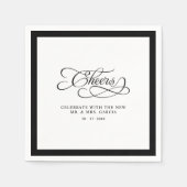 Cheers Mr & Mrs Wedding Calligraphy Border Black Serviette (Vorderseite)