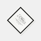 Cheers Mr & Mrs Wedding Calligraphy Border Black Serviette (Ecke)