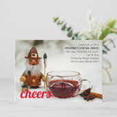Cheers Mulled Wine & Gnome Holiday Cocktail Einladung (Stehend Vorderseite)