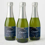 Cheers Navy Blue, Gold Mini Sparkling Wine Label Schaumweinetikett (Flaschen)