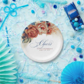 Cheers Navy Blue Terracotta Floral Pampas Grass Pappteller (Party)