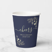 Cheers Navy Blue Wedding Pappbecher (Rückseite)