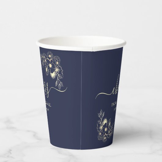 Cheers Navy Blue Wedding Pappbecher (Rechts)