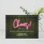 Cheers Neon Boxwood Wedding Reception Einladung (Stehend Vorderseite)