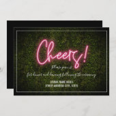 Cheers Neon Boxwood Wedding Reception Einladung (Vorne/Hinten)